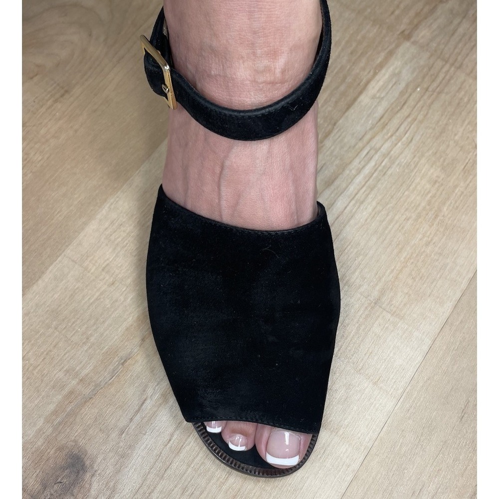Vintage Classiques Entier Italy Black Leather Block Heel‎ Sandals 7N - Picture 2 of 10